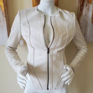 BCBGMAXAZRIA Petar Cream Fitted Blazer Jacket SZ XS
